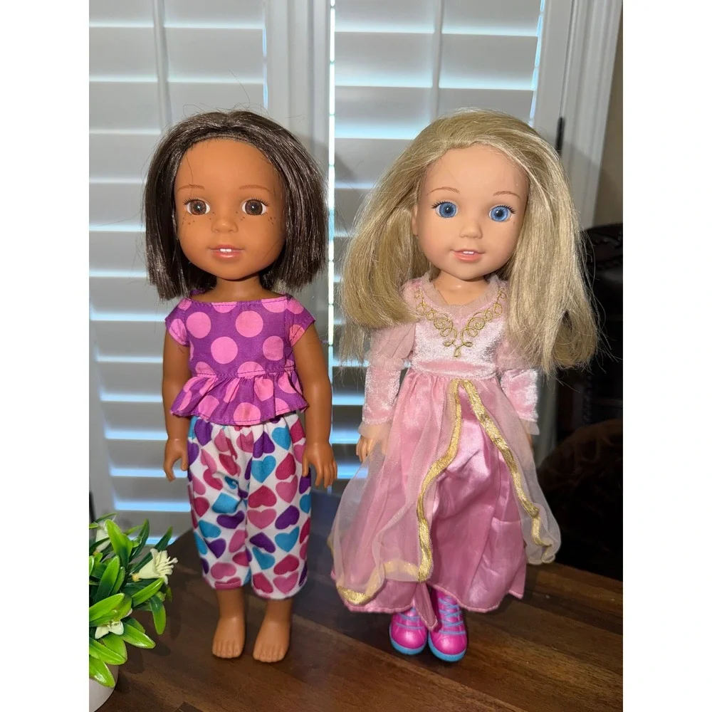American Girl WellieWishers Kendall and Camille 14.5 Inch Doll Set Pink Purple